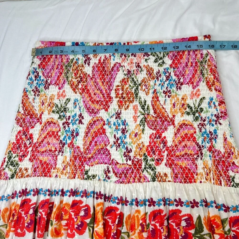 Farm Rio Spring Bananas Mini Skirt Smocked Stretch Floral Multicolor LARGE - Picture 11 of 16